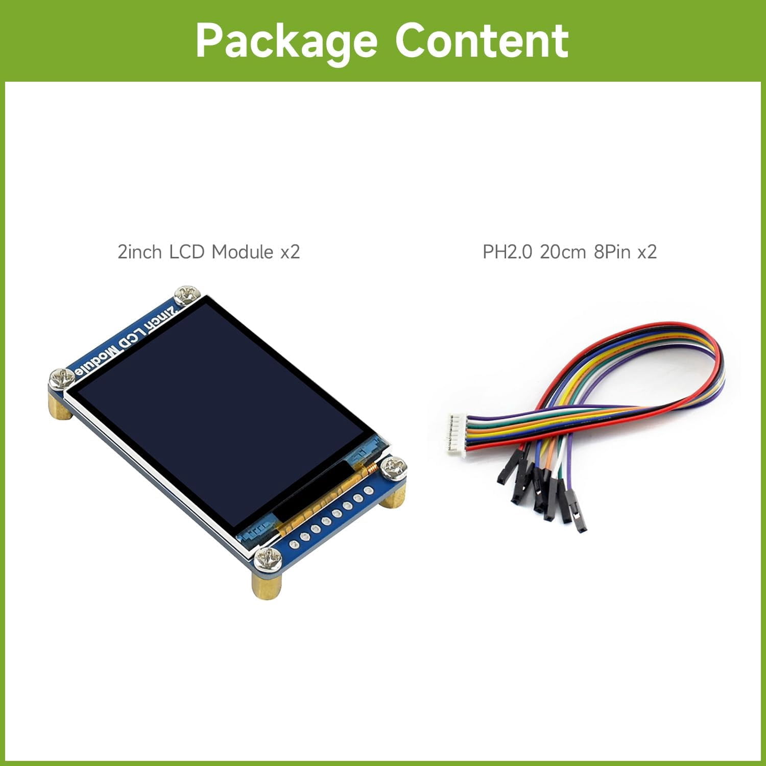 2PCS 2inch LCD Display Module, Compatible with /Pi zero/Arduino/Esp32, with ST7789 Driver, 262K Color, IPS Screen, 240×320 Resolution, SPI Interface