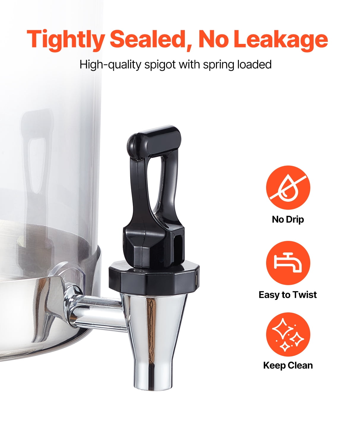 VEVOR Beverage Dispenser, 2.1 Gallon x 2 Drink Dispenser for Parties, Stainless Steel + Plastic Juice Dispensers with Spigot Ice Chamber Tray, Iced Tea Lemonade Dispensers, for Restaurants, Hotels