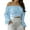 Blue, variant on Fsqjgq Womens Cotton Button down Shirt Women Shirts Women Cute Off Shoulder Long Sleeve Self Tie Knot Crop Tube Top Blouse Orange Xl