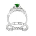 thumbnail image 3 of 1.25 Carat Antique Design Princess cut Emerald and Diamond Bridal Ring Set in 14k White Gold emerald and diamond engagement ring, 3 of 3