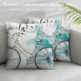 thumbnail image 3 of Qinduosi  Bicycle Throw Pillow Cushion Cover, Inspirational Cycling with World Map Reflection Motivational Sports Illustration, Decorative Square Accent Pillow Case, ", White Blue White, 3 of 5