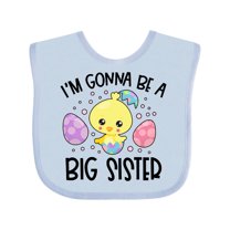 Inktastic Easter I'm Gonna Be a Big Sister with Purple and Pink Eggs Girls Baby Bib