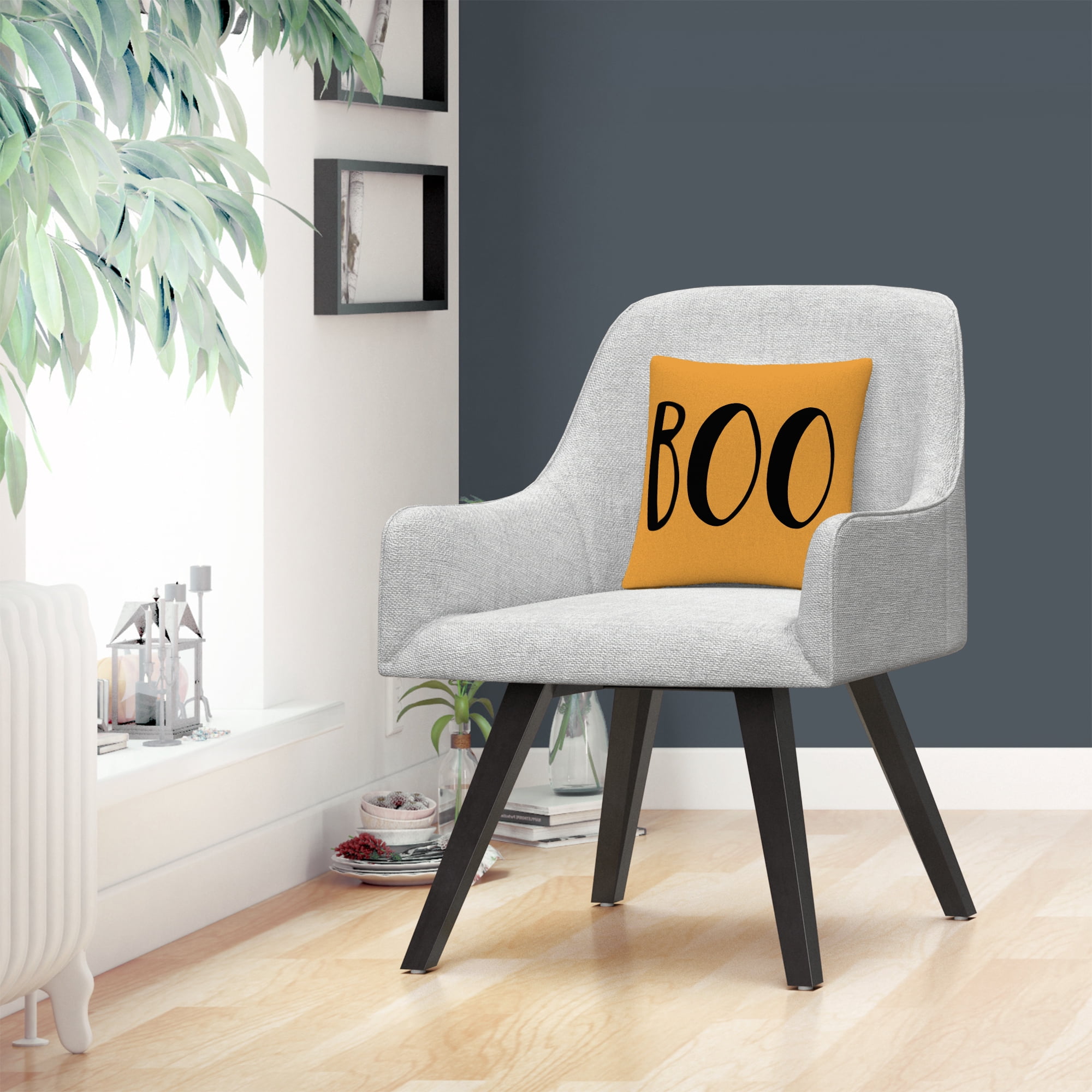Orange Modern Contemporary Boo Script By Abc 16 X 16 Decorative Throw Pillow
