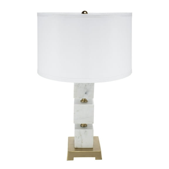 A&B Home Marble Cube Table Lamp with Gold Base and Body - 16"Dia. x 26.5"H - Gold/White