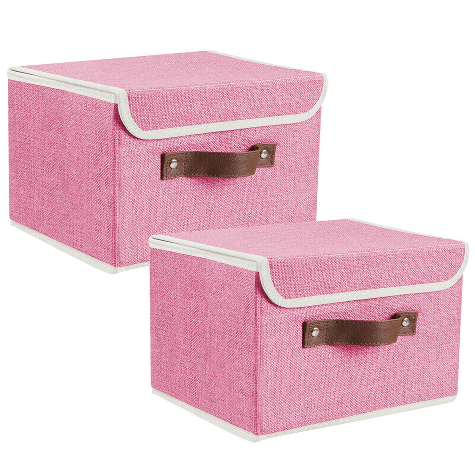 Details about   12Pcs Foldable Storage Bin Cube Box with Lid Linen Fabric Container Basket Pink 