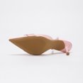 thumbnail image 2 of [On feet & in love] Women's Satin Pointed Toe Slingback Heels - Elastic Strap Stiletto Pumps with Fabric-Covered Circular Ring Detail,Pink,8.5, 2 of 7