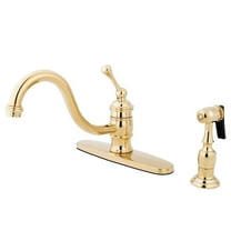 Kingston KB3572BLBS Vintage Single-Handle 2-or-4 Hole Kitchen Faucet with Brass Sprayer in Polished Brass