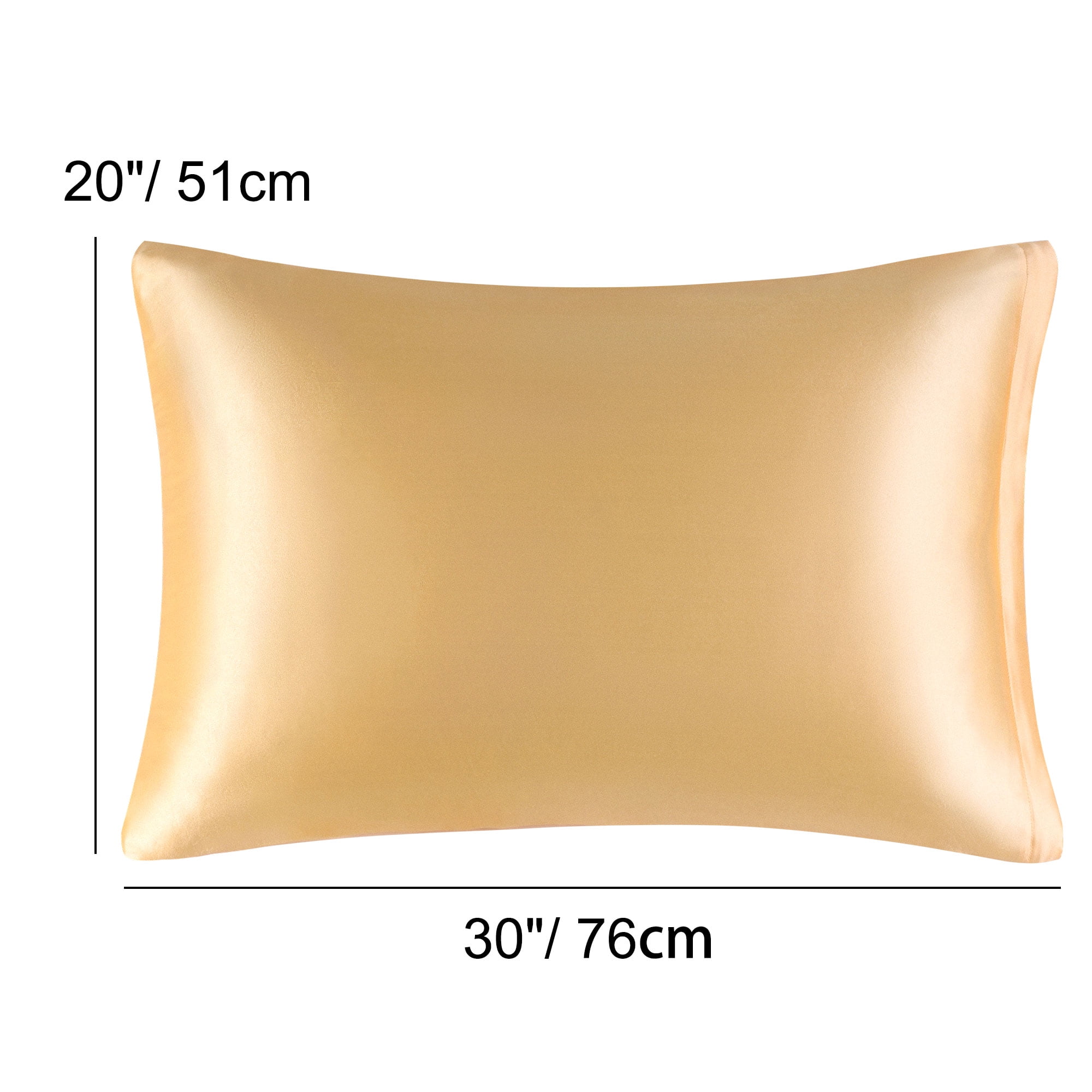 Unique Bargains Satin Set of 2 Zipper Closure Pillowcases Gold 20"x30"