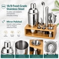 thumbnail image 3 of Semderm 10-Piece Cocktail Shaker Set, Stainless Steel Bartender Kit with Bamboo Stand, Mixology Tools with Muddler Jigger Pourers for Home Bar, Gift for Men & Women ( Silver ), 3 of 8