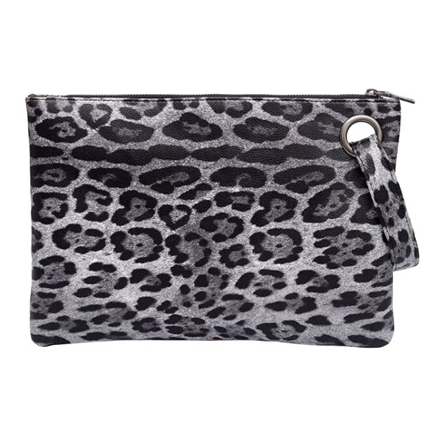 EeaseCA Sac à Main Léopard Mode Sac à Main Chaud Sac Enveloppe Léopard Chaud Grain Léopard Gris