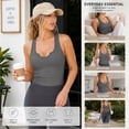 thumbnail image 3 of Women's Ribbed Racerback Tank Tops, Soft Stretchy Sleeveless Scoop Neck Notch Cropped Tops for Yoga Workout Daily Wear, 3 of 6