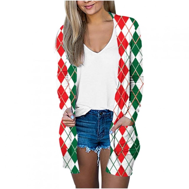 Cárdigan de Navidad Para Mujer, Blusa Holgada de Manga Larga Con Estampado de Moda Para Otoño Odeerbi ODB197527