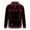 thumbnail image 3 of Tqyyweavej Men's Hoodies Pullover Velvet Velour 1/4 Zip Long Sleeve Hooded Drawstring Sweatshirt with Multi Pockets, 3 of 4