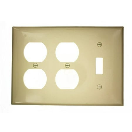 Gang Duplex Receptacle Wall Plate - Leviton 80747-I Ivory Nylon Three Gang Combination One Toggle Switch Two Duplex Receptacle Wall Plate