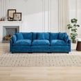 thumbnail image 3 of Cloud Sofa 3 Seats, Ottoman Not Included, Modern Sectional Couch for Living Room Bedroom and Apartment, Comfy Double Layer Upholstered Seat Cushion, Breathable Chenille Fabric, Blue, 3 of 9