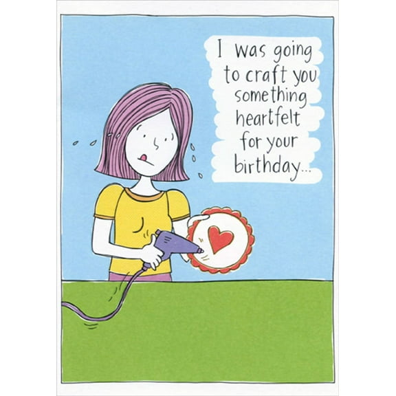 Designer Greetings Woman Crafting with Glue Gun Funny / Humorous Birthday Card