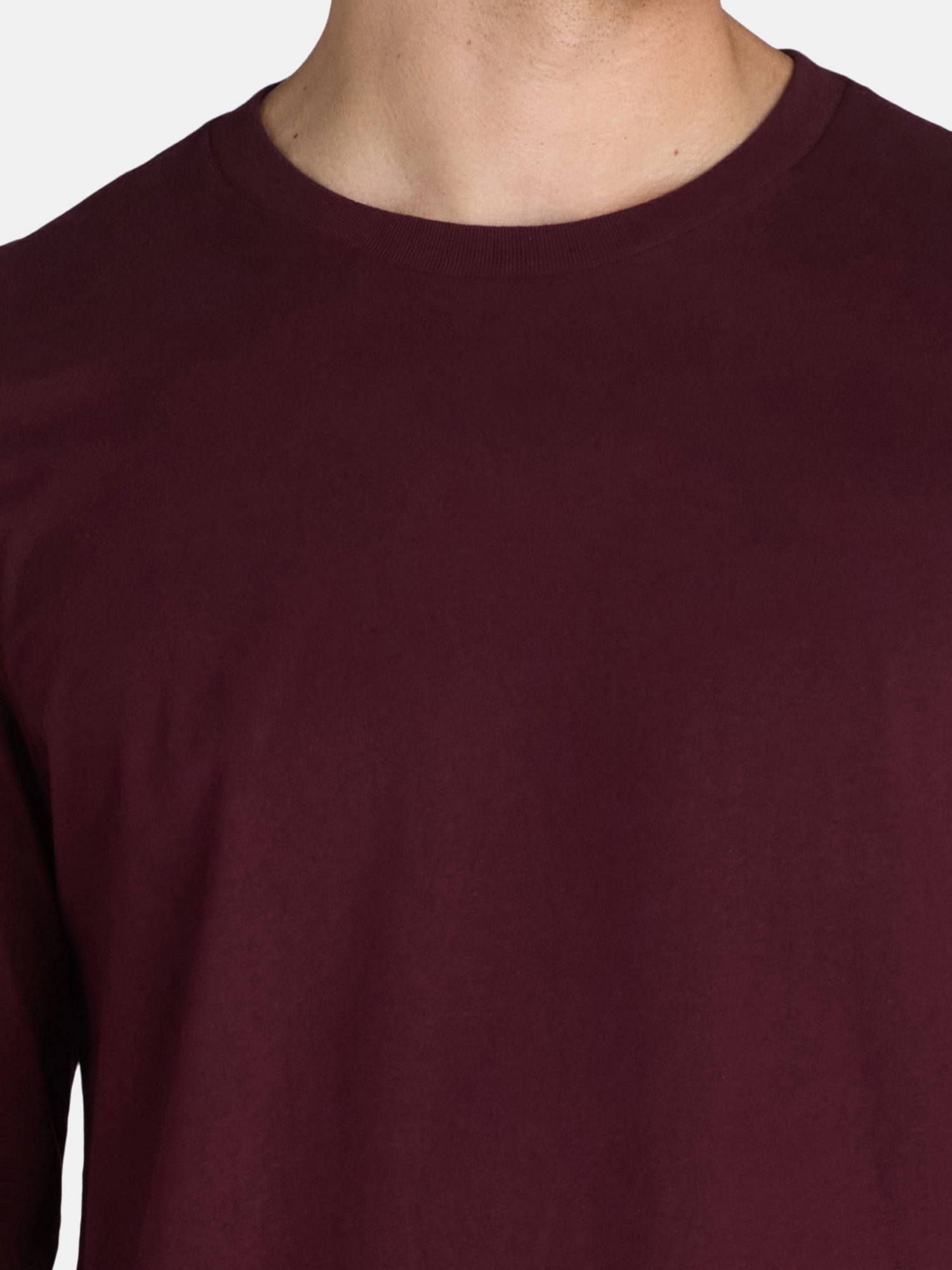 George Men's & Big Men's Relaxed Fit Cotton Crewneck T-Shirt with Long Sleeves, Size XS-3XL