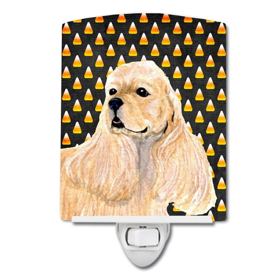 Caroline's Treasures SS4315CNL Cocker Spaniel Candy Corn Halloween Portrait Ceramic Night Light, 6x4x3", multicolor