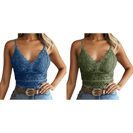2-Pack Plus Size Lingerie Vest Bra Wireless Camisole Underwear Crop V Neck Women Lace Maternity Lingerie Womens Bandage Lingerie Lingerie Set Lingerie for Women Robe plus Sized Lingerie