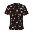 thumbnail image 6 of Vsdgher Red White Flowers Print Men's Dry Fit Mesh Athletic Shirts Moisture Wicking Tennis T-Shirt Tops, 6 of 9