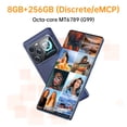 thumbnail image 2 of W & O Unlocked Android 14 Smartphone, 6.67"Curved Screen 4G Dual SIM Cell Phone with 1.75" Secondary Screen, 8GB+256GB Expandable 2TB, 64MP Triple Camera, 5000mAh Battery (Blue), 2 of 7