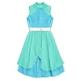 thumbnail image 5 of Alvivi Girls Sleeveless Lyrical Praise Dance Dress Chiffon Dancing Skirt Liturgical Worship Mint Green&Blue 8, 5 of 7