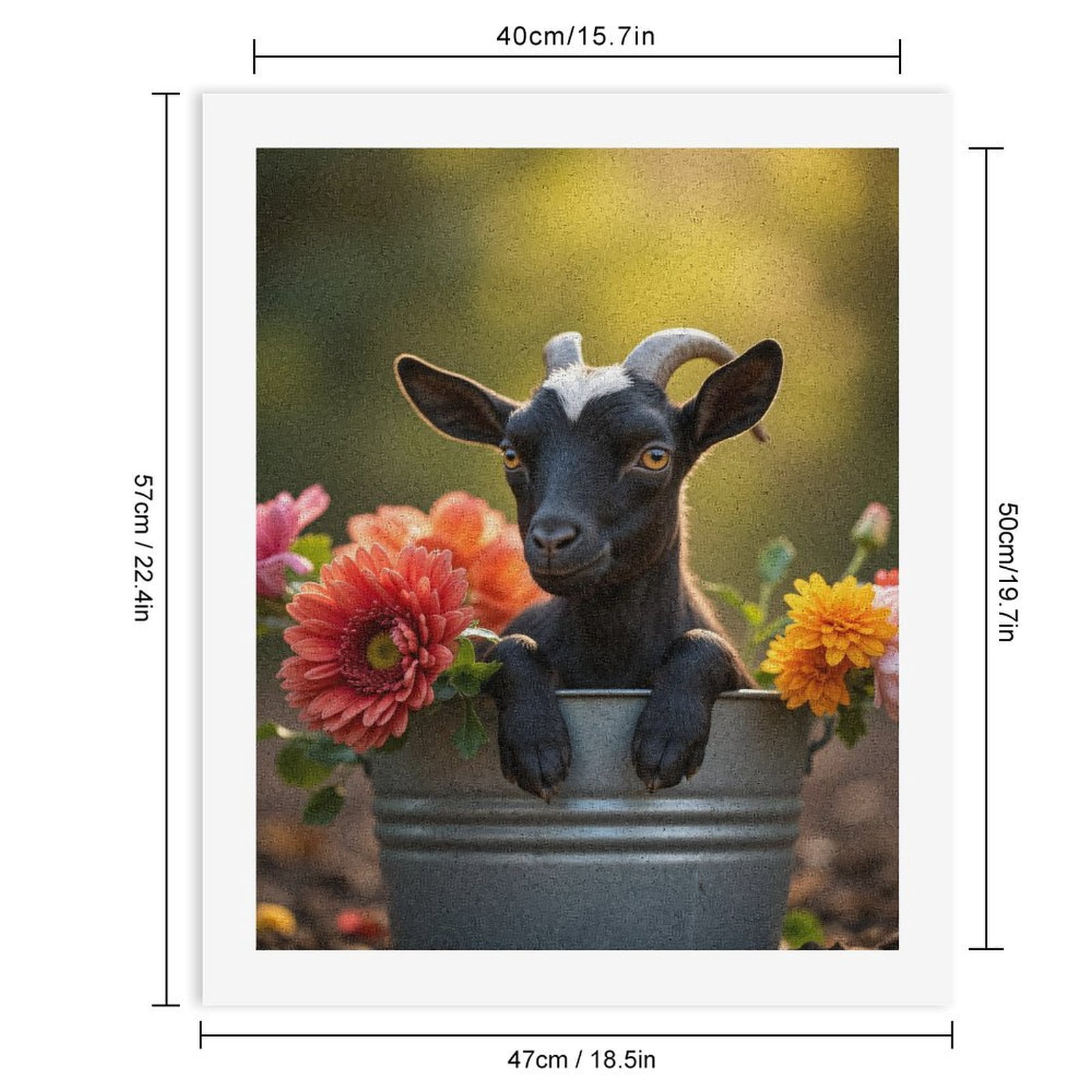 Paint By Numbers Kit for Adults Beginner - DIY Adorable Goat In Flower Pot Canvas Painting Kits for Adults, Frameless Paint By Number for Adults for Home Wall Decor 16x20 Inch
