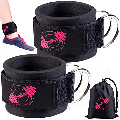 2PC Black Fitness Ankle Straps Padded Ankle Cuffs for Gym Workouts Cable Machine 