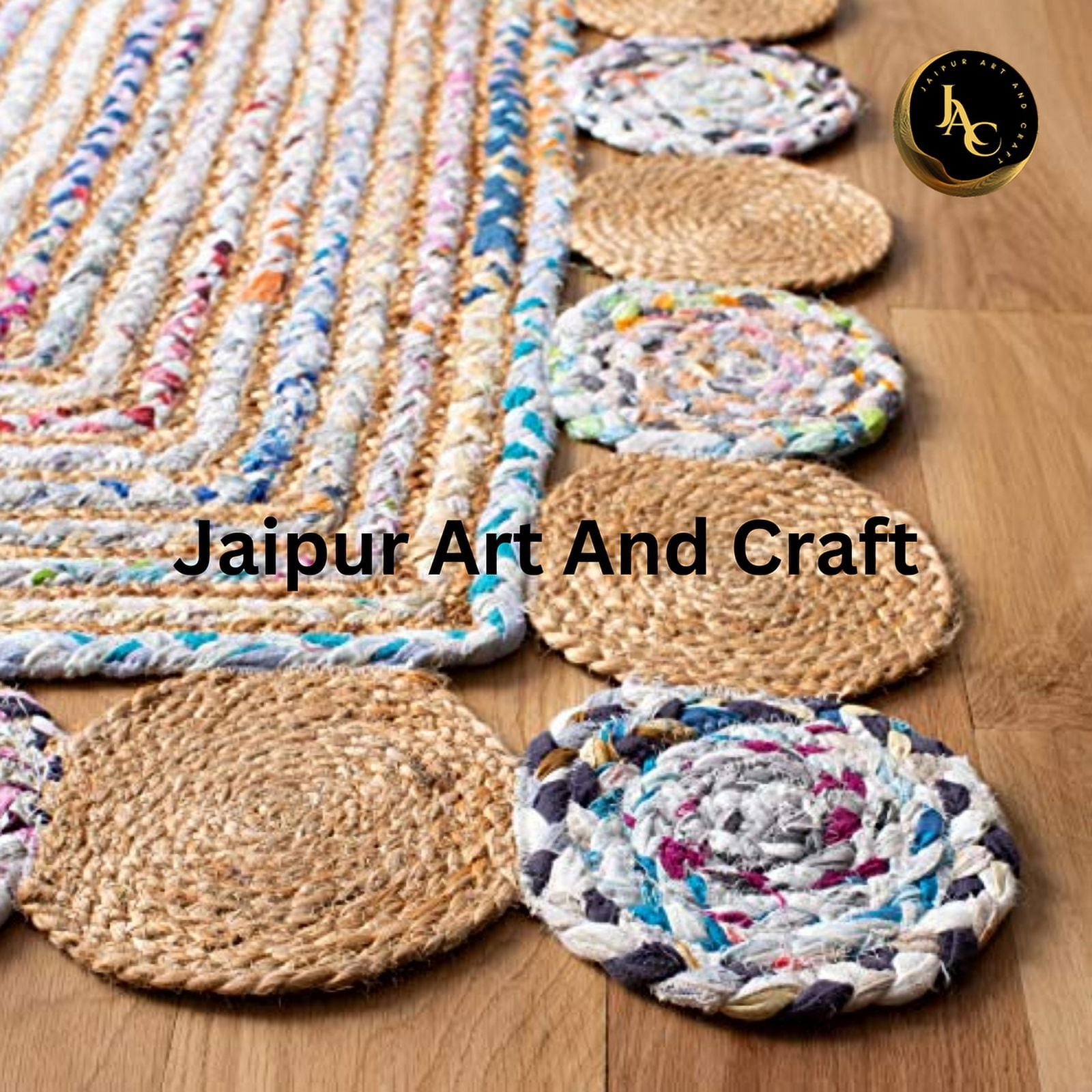 Jaipur Art And Craft Hand Braided Bohemian Multi Color Jute Cotton Runner Area Rug (2.6x8 Sq ft)
