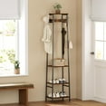 thumbnail image 5 of Freestanding Coat Rack with 3 Shelves 7 Hooks Industrial Style Rustic Brown Black Hall Tree Clothes Organizer, 5 of 8