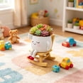 thumbnail image 3 of Gumesh Cute Face Planters Succulent Pots, Funny Rocking Chair Reading Head Flower Planter Cactus Pot with Drainage Hole for Indoor Outdoor Plants, Unique Plant Lover Gifts, 3 of 5