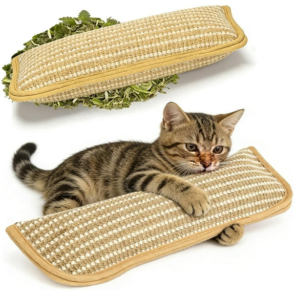Interactive Catnip Chew Toy with 6000mg A  Organic Catnips, Catnip Kicker Pillow Sisal, Indoor Kitten Scratching and Kicker Toys, Drives Bored Cats Crazy with Fun Interactive Chew