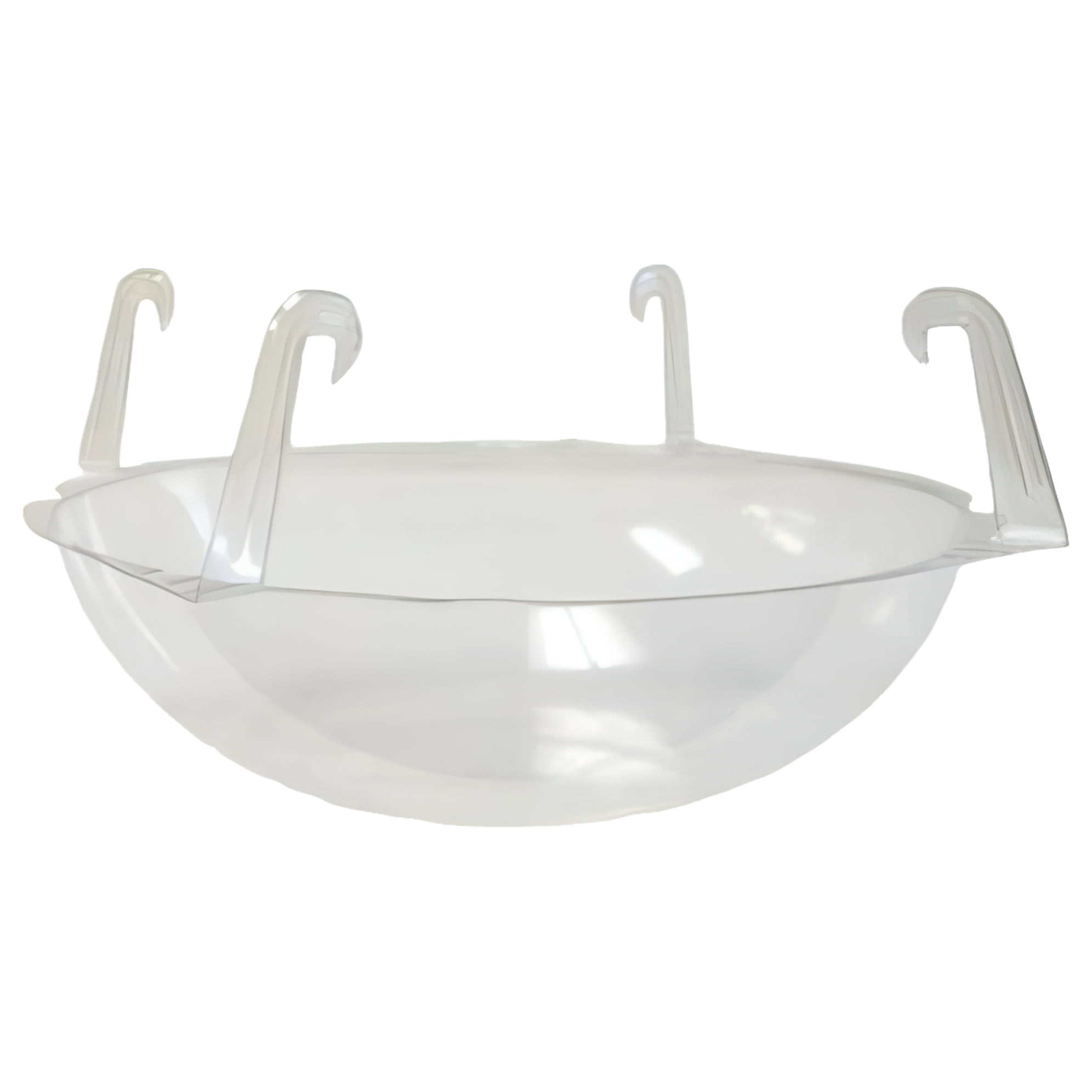 Curtis Wagner Plastics Wire Coco Hanging Basket Drip Pans (5-Pack) | Clear, Round (12” - 14" Top, 3.75" Depth) Hanging Plant Tray Saucer with Built-in Hooks & Water Catcher for Indoor & Outdoor