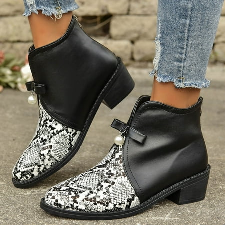

YOUSNH Women s Short Boots Thick Heels Comfortable Fashion Boots Autumn New Women s Boots Fashionable Single Shoes Women Boots White 9