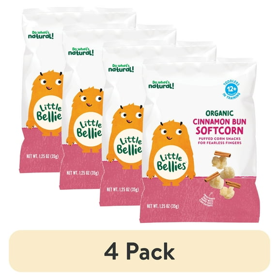 (4 pack) Little Bellies Organic Cinnamon Bun Softcorn, 1.25 oz