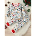 thumbnail image 2 of Bagilaanoe 2Pcs Toddler Baby Girl Boy Christmas Outfits Cartoon Print Long Sleeve Pullover Tops + Trousers 6M 12M 18M 24M 3T 4T Kids Fall Long Pants Set, 2 of 9