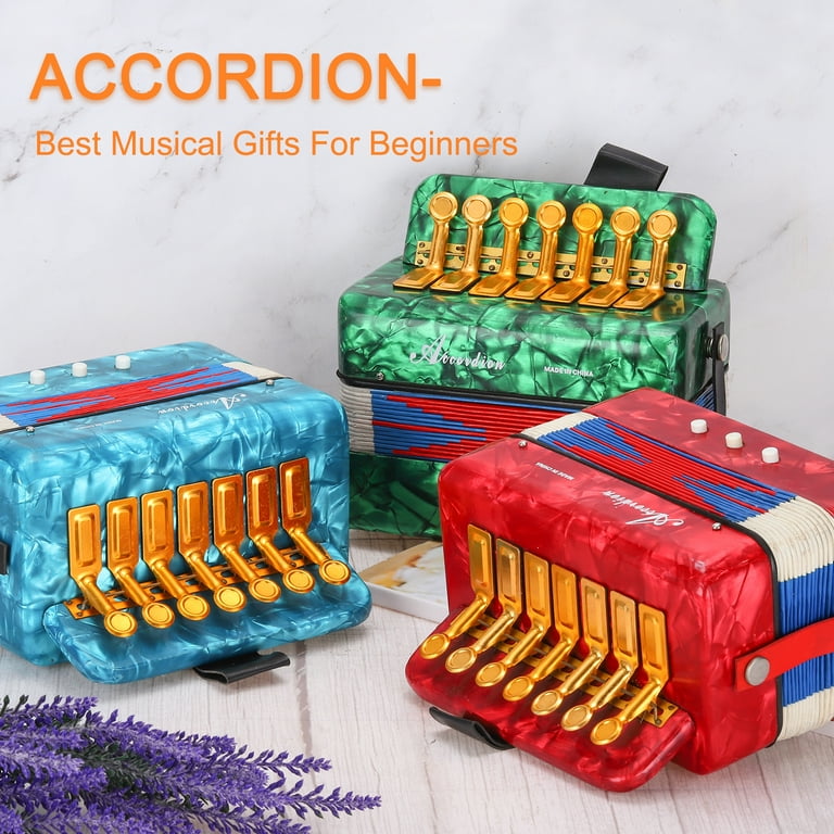Uxcell Accordion, 10 Keys Bass Button Accordion Mini Musical