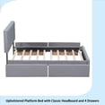thumbnail image 5 of Upholstered Platform Bed with Classic Headboard and 4 Drawers, No Box Spring Needed, Linen Fabric, Queen Size Light Gray, 5 of 11