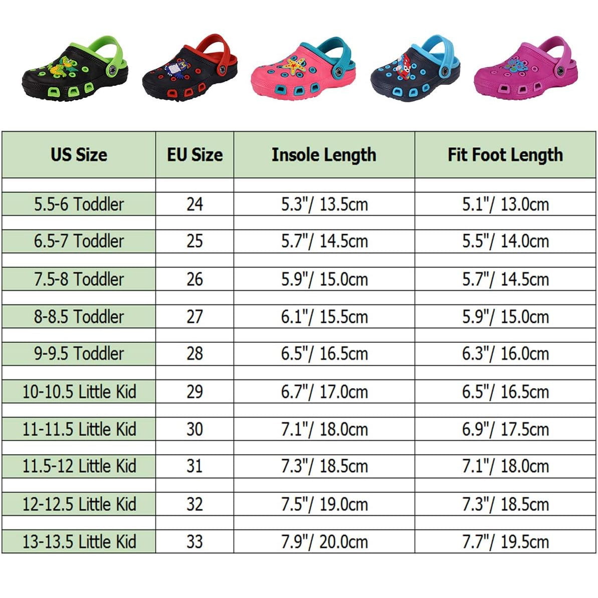 Fiedaz Toddler Kids Cartoon Clogs Lightweight Garden Clogs Boys Girls Beach Pool Sandals