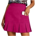 thumbnail image 4 of YTCAMLO Pleated Mini Skirts for Women Classic High Waist A Line Skirt with Pocket Girls School Uniform Workout Flowy Skater Skirts, Hot Pink XXL, 4 of 9