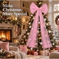 thumbnail image 5 of Pink Giant Tulle Bow for Christmas Tree Decoration Sheer Iridescent Fabric Large Bow with Long Tails for indoor Holiday Decor 47 in, 5 of 8