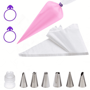 34Pcs Disposable Piping Bags and Nozzles Set with Cake Icing Tips, Icing Bag Ties,Couplers|for Cream Icing Baking Cake Décor