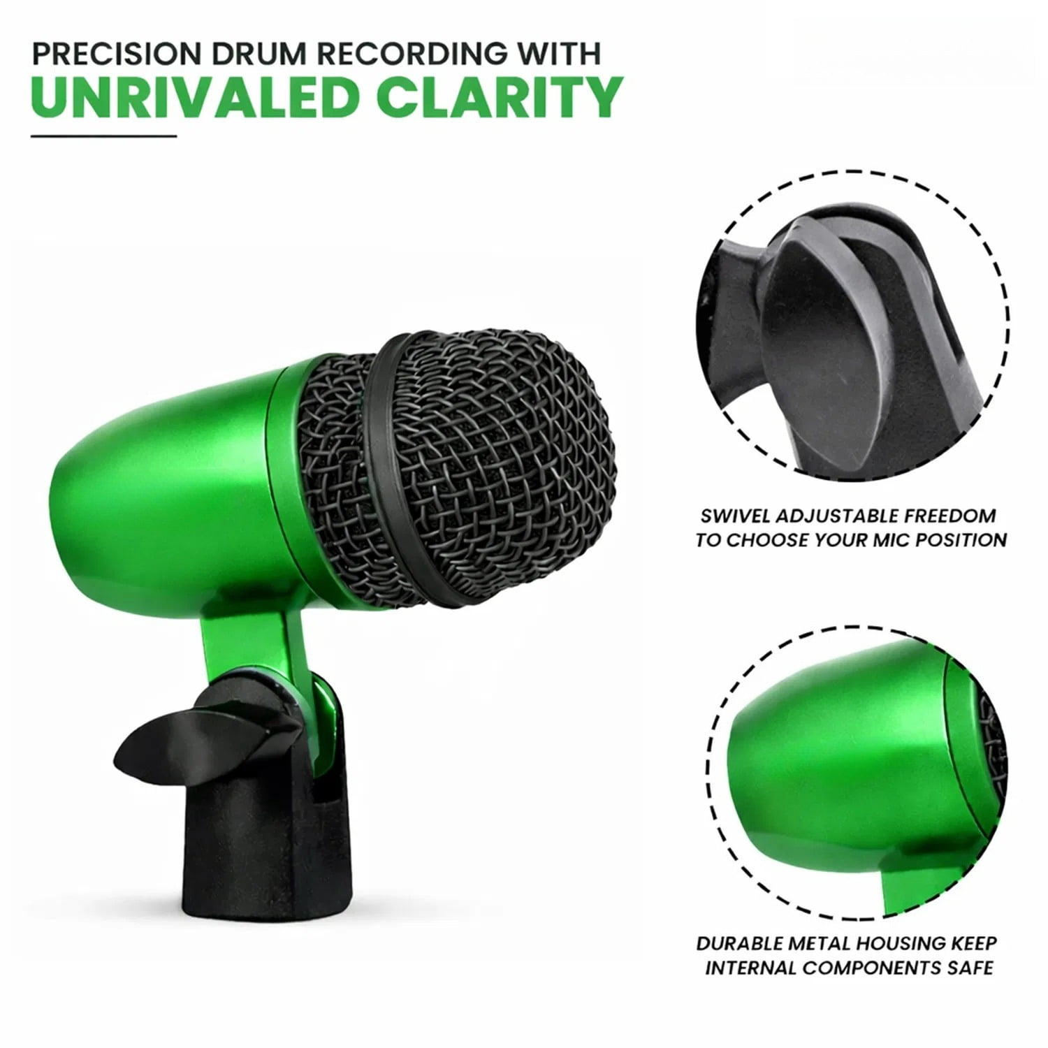 Bass Microphone, Portable Microphone, Clip-on Microphone, with Desktop Stand and XLR Interface, Suitable for Recording Studios and Concerts