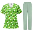 thumbnail image 3 of Hogleaql Scrubs for Women Sets Round Neck Tooth Pattern Short Sleeve Jogger Suits with Pocketss Nurse Tops & Cargo Pant 2025 Medical Nursing Uniform Casual Workwear Scrub Sets Green XL, 3 of 5