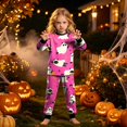 thumbnail image 2 of Enyan Halloween Girls Pajamas 2 Piece Cute Pumpkin/Ghost Print Pajama Long Sleeve Kid Pjs Set Girls Pajama Sets(5-6 Years), 2 of 7