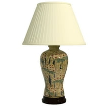 Oriental Furniture 25" Glazed Bamboo Blossom Vase Lamp
