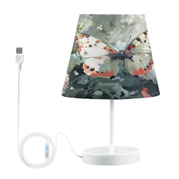 BZSMCE Table Lamp Creative Butterfly on Floral Simple Pattern Night Light
