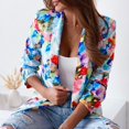 thumbnail image 3 of Sarkoyar Office Lady Blazer Colorful Print Slim Spring Autumn Fake Pockets Floral Suit Jacket for Office, 3 of 8