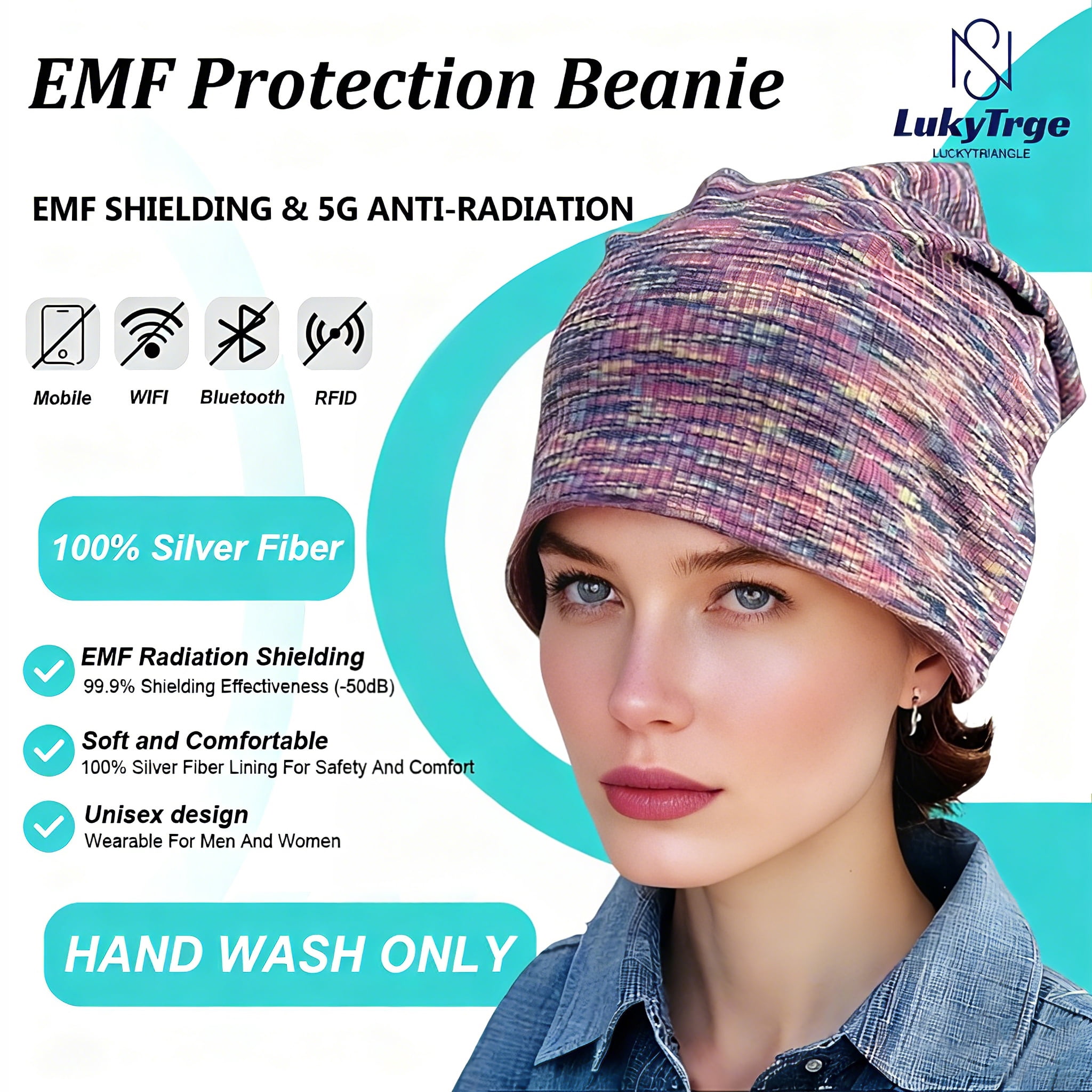 EMF Protection Beanies Cap,Faraday Hat Blocks 99.9% EMFs, 5G, WiFi,Microwave Radiation Blocking Cap
