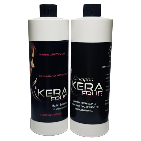 KERA FRUIT Cirugia Capilar Para el Cabello Libre de Formol - Antifrizz Hidratación profunda - Tratamiento reparador del cabello - Resultados profesionales - Libre de formaldehído 16oz con champú - Tra